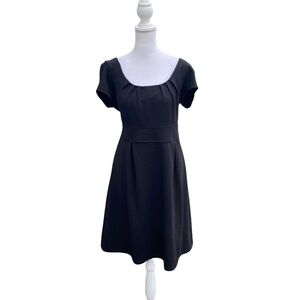 Merona (Target) Double Knit Cap Sleeve‎ Black Fit And Flare Knee Length Dress L